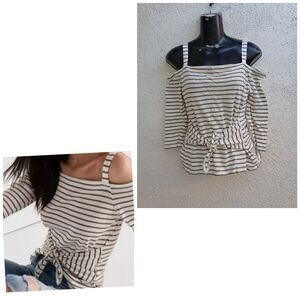 Lucky Brand Multicolored off the shoulder blouse with 3/4 sleeves and tie front